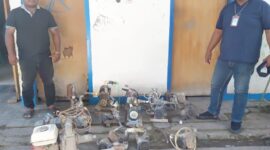 Tampak sejumlah mesin hisap air yang diamankan petugas Perumda Wairpuan